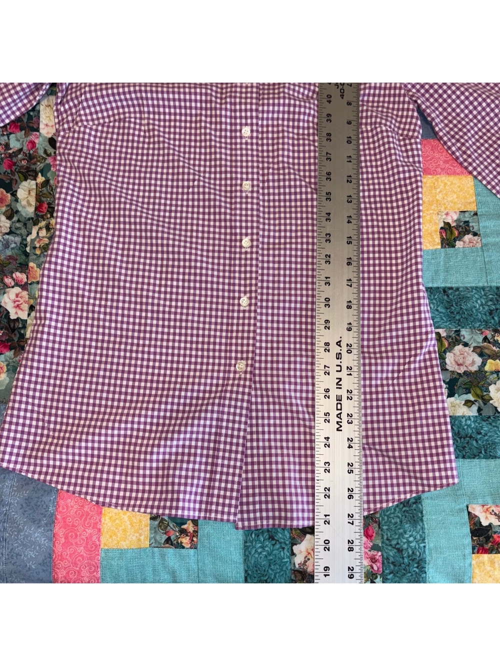J.Crew The Perfect Shirt $79 Woman Size 2 Tall Purple Gingham Cotton ButtonDown - Picture 9 of 9